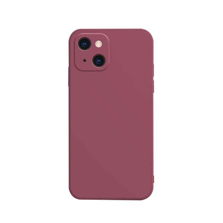 Solid Color Cube Straight Edge Liquid Silicone Lining Flannel Case, For iPhone 13 mini, For iPhon...