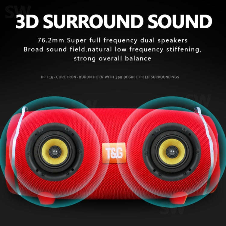 T&G TG187 Portable Waterproof Wireless Bass Surround Bluetooth Speaker with Shoulder Strap, Suppo...