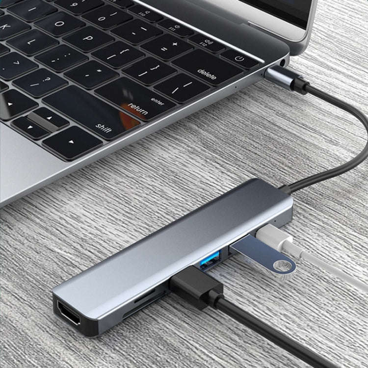 7 In 1 HDMI+SD/TF+USB2.0x2+USB3.0+PD to Type-C HUB Docking Station, 7 In 1 Station