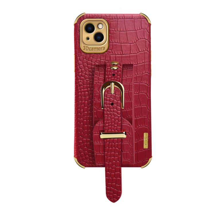 Electroplated TPU Crocodile Pattern Leather Case with Wrist Strap, For iPhone 13 Pro Max, For iPh...