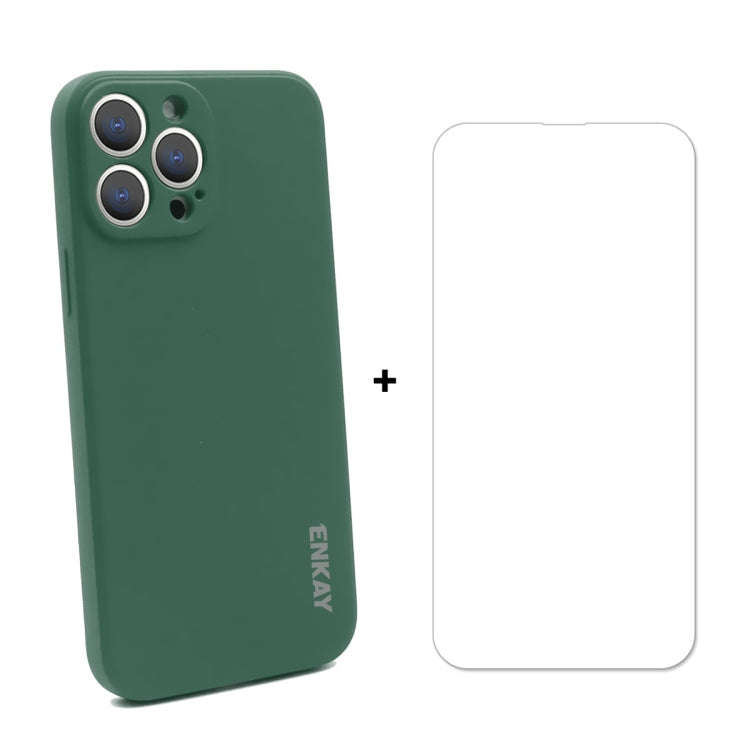 Hat-Prince ENKAY Liquid Silicone Shockproof Protective Case Drop Protection Cover + 9H Tempered G...