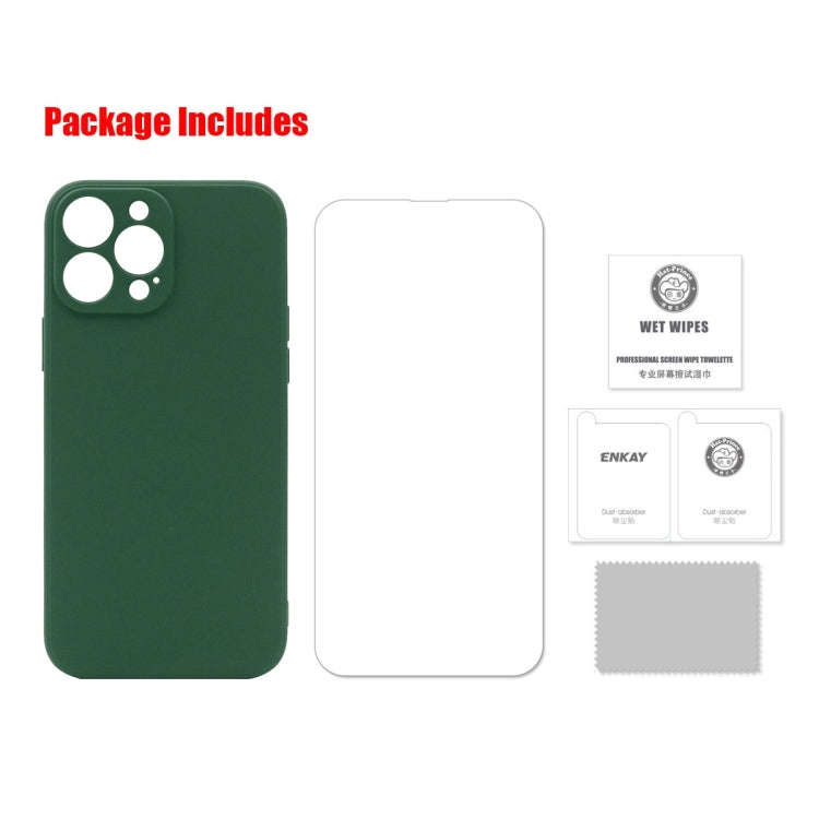 Hat-Prince ENKAY Liquid Silicone Shockproof Protective Case Drop Protection Cover + 9H Tempered G...