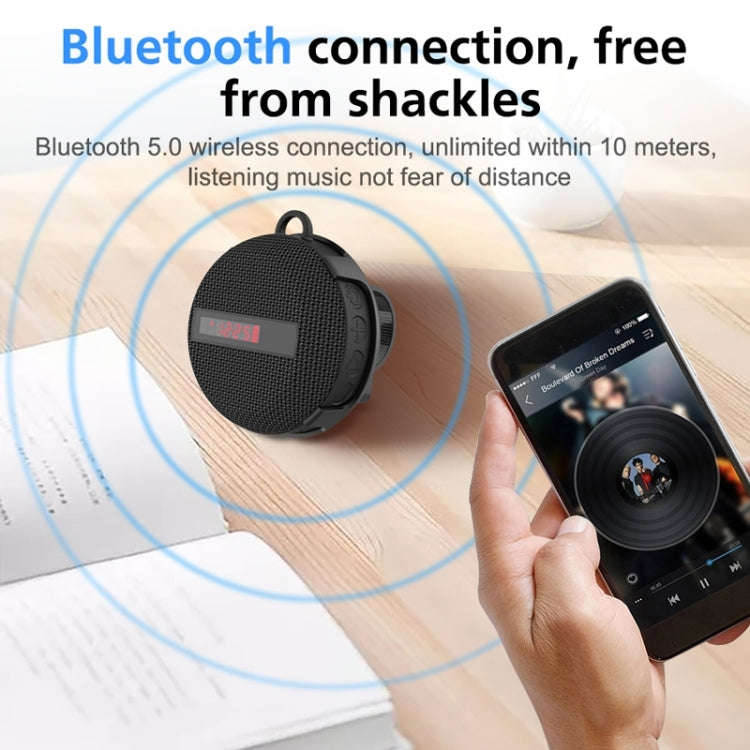 BT368 LED Digital Display Bluetooth Speaker Outdoor Portable IPX65 Waterproof Support Hands-free ...