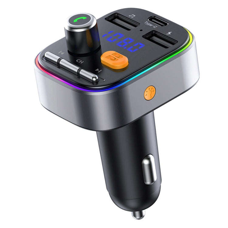 T48C Car Bluetooth 5.0 Fm Transmitter Kit Dual USB with Type-C 5V 2.4A Car Charger, T48C