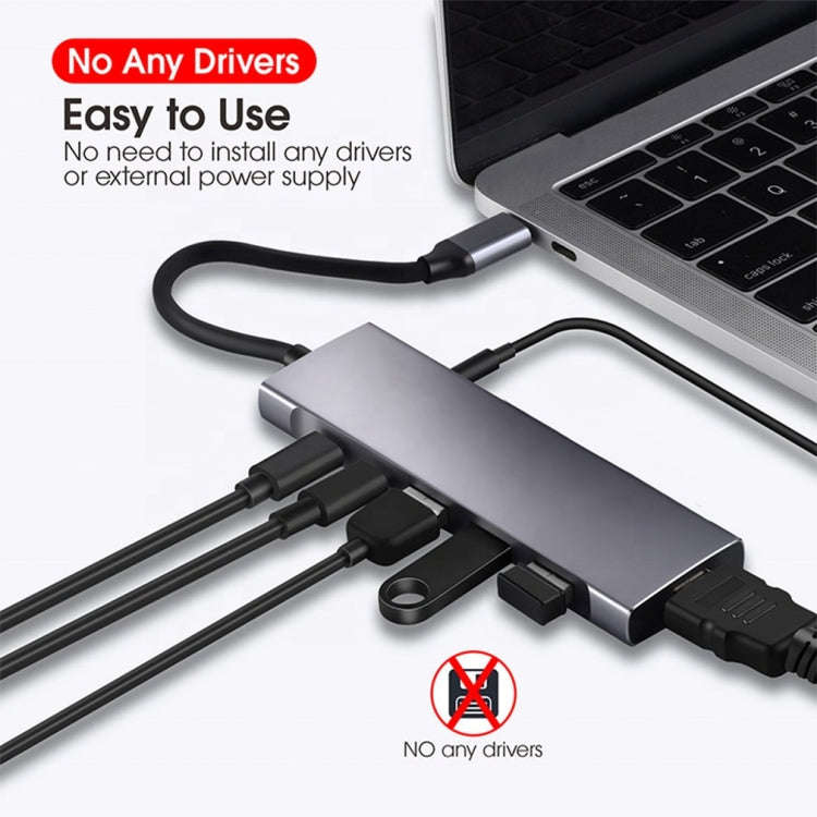 9-in-1 USB Type-C to HDMI+USB3.0x3+Type-C+PD+SD/TF+Audio HUB Adapter, HDMI+USB3.0x3+Type-C+PD+SD/...