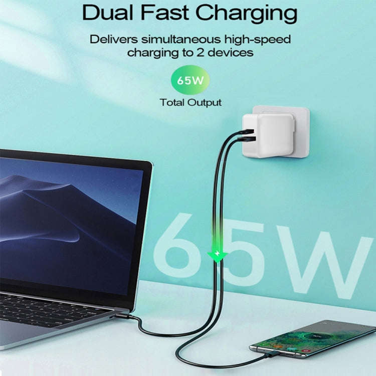 PD-65W USB-C / Type-C + QC3. 0 USB Laptop Charging Adapter + 2m USB-C / Type-C to USB-C / Type-C ...