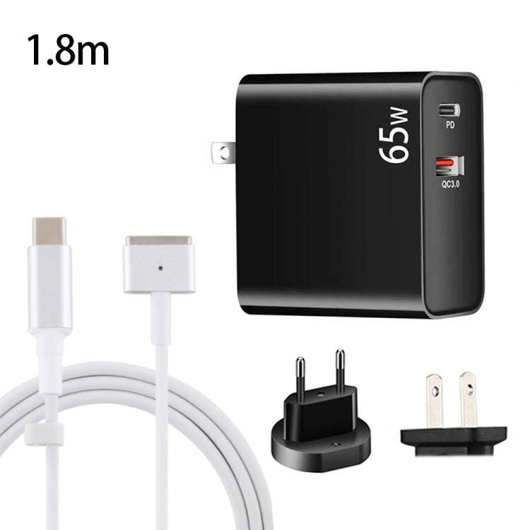 PD-65W USB-C / Type-C + QC3. 0 USB Laptop Charging Adapter + 1.8m USB-C / Type-C to MagSafe 2 / T...
