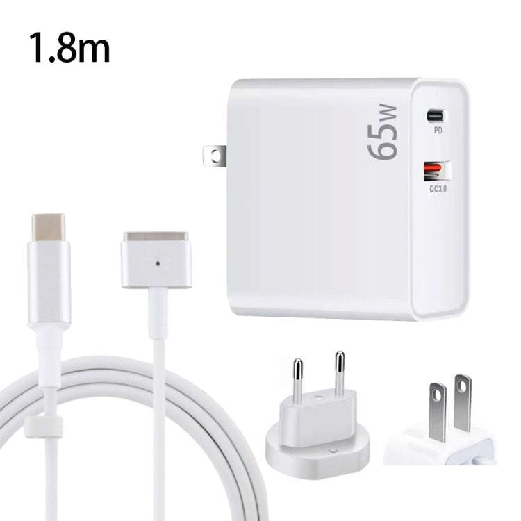 PD-65W USB-C / Type-C + QC3. 0 USB Laptop Charging Adapter + 1.8m USB-C / Type-C to MagSafe 2 / T...