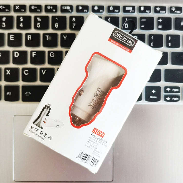 TE-P23 38W PD USB-C / Type-C + QC3. 0 USB Triangle Car Charger + USB-C / Type-C to 8 Pin Data Cab...