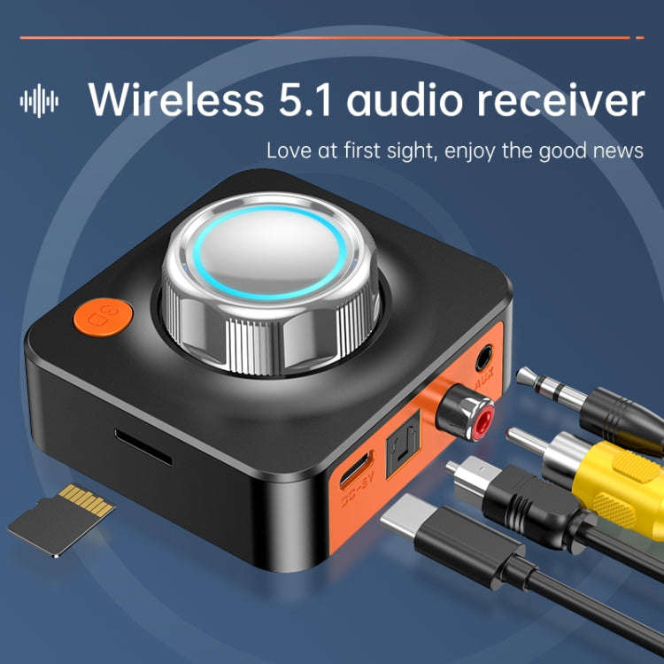 C39HD Bluetooth 5.1 Audio Receiver AUX Coaxial Fiber Output Supports TF Playback, Bluetooth 5.1 A...
