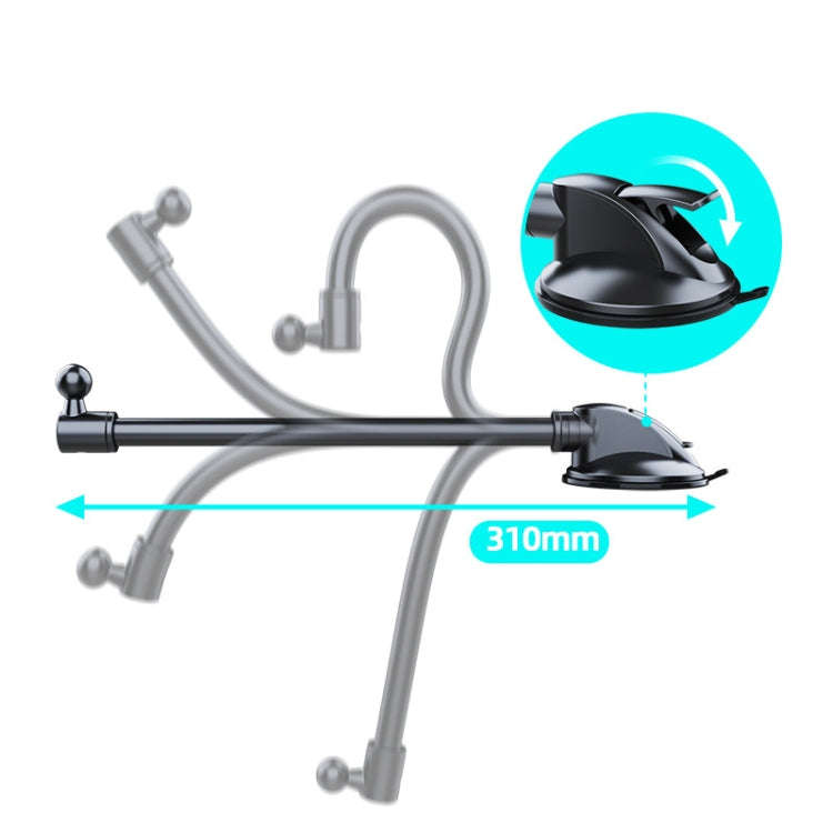A190+X51 Car Phone Holder Dashboard Windshield Sucker Mount Bendable Long Arm Stand, A190+X51