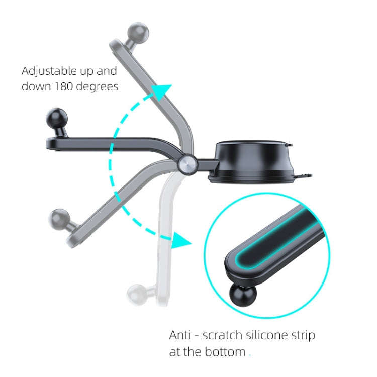 A190+X157 Car Phone Holder Dashboard Sucker Mount Stand  Retractable Clamp Arm, A190+X157