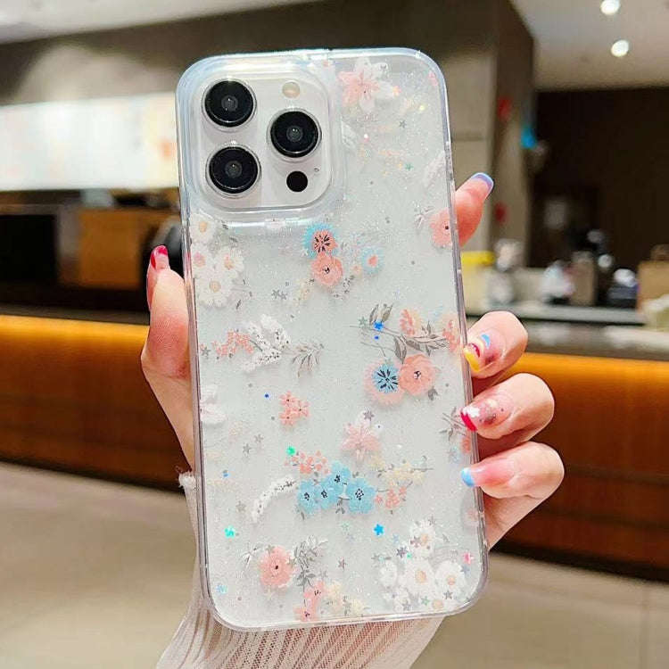 Fresh Small Floral Epoxy TPU Phone Case, For iPhone 16 Pro Max, For iPhone 16 Pro, For iPhone 16 ...