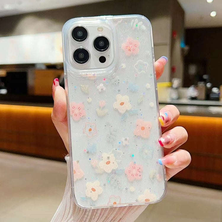 Fresh Small Floral Epoxy TPU Phone Case, For iPhone 16 Pro Max, For iPhone 16 Pro, For iPhone 16 ...