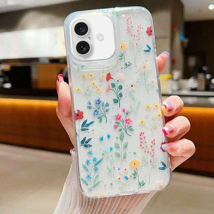 Fresh Small Floral Epoxy TPU Phone Case, For iPhone 16 Pro Max, For iPhone 16 Pro, For iPhone 16 ...