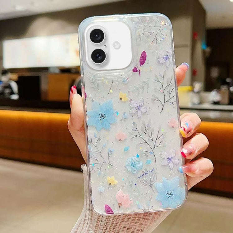 Fresh Small Floral Epoxy TPU Phone Case, For iPhone 16 Pro Max, For iPhone 16 Pro, For iPhone 16 ...