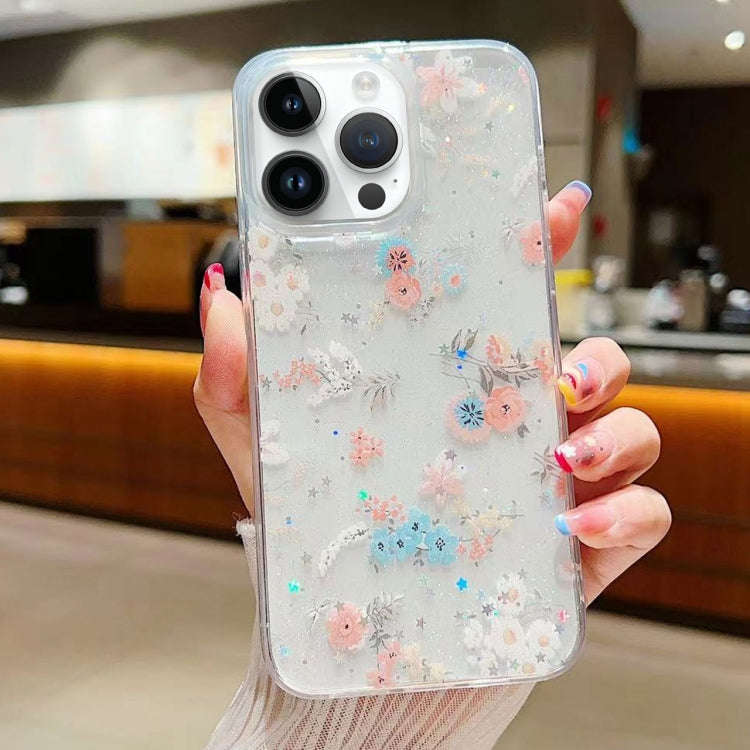 Fresh Small Floral Epoxy TPU Phone Case, For iPhone 16 Pro Max, For iPhone 16 Pro, For iPhone 16 ...