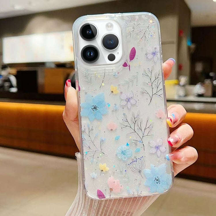 Fresh Small Floral Epoxy TPU Phone Case, For iPhone 16 Pro Max, For iPhone 16 Pro, For iPhone 16 ...