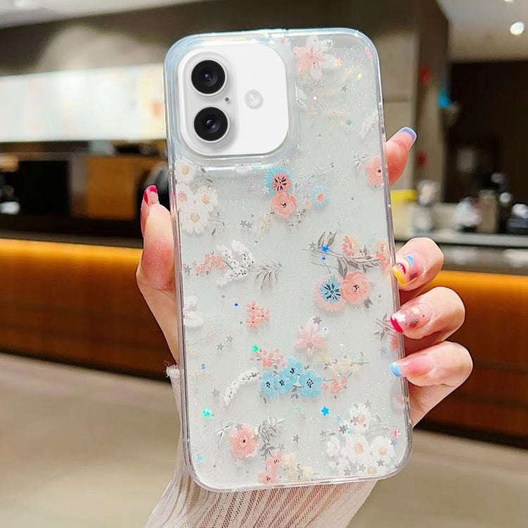 Fresh Small Floral Epoxy TPU Phone Case, For iPhone 16 Pro Max, For iPhone 16 Pro, For iPhone 16 ...