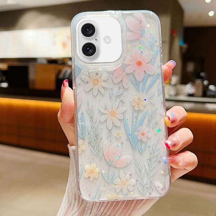 Fresh Small Floral Epoxy TPU Phone Case, For iPhone 16 Pro Max, For iPhone 16 Pro, For iPhone 16 ...