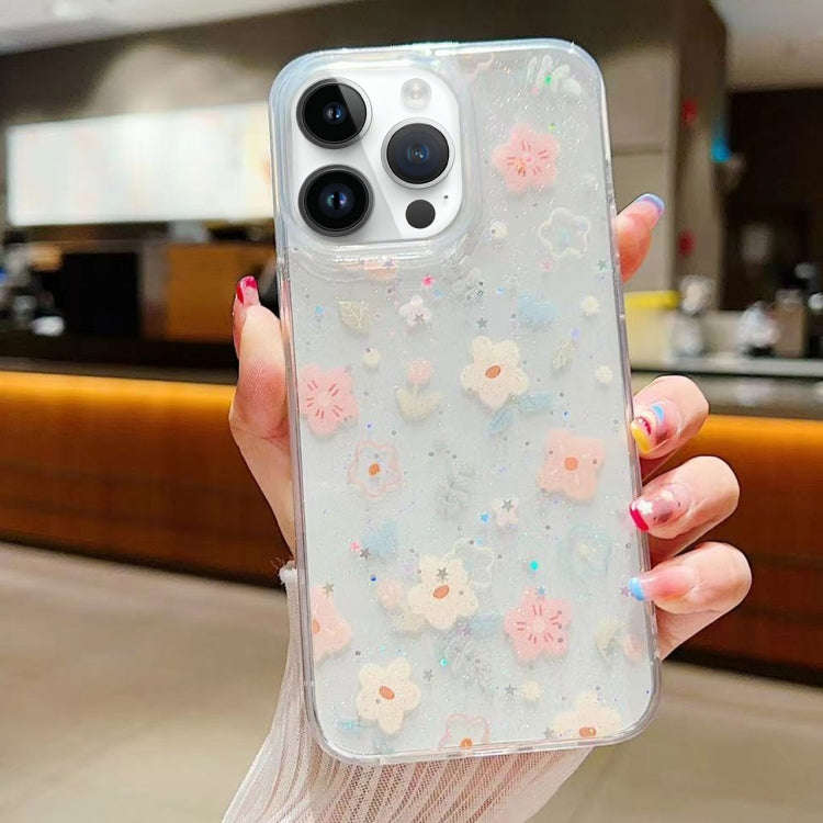Fresh Small Floral Epoxy TPU Phone Case, For iPhone 16 Pro Max, For iPhone 16 Pro, For iPhone 16 ...