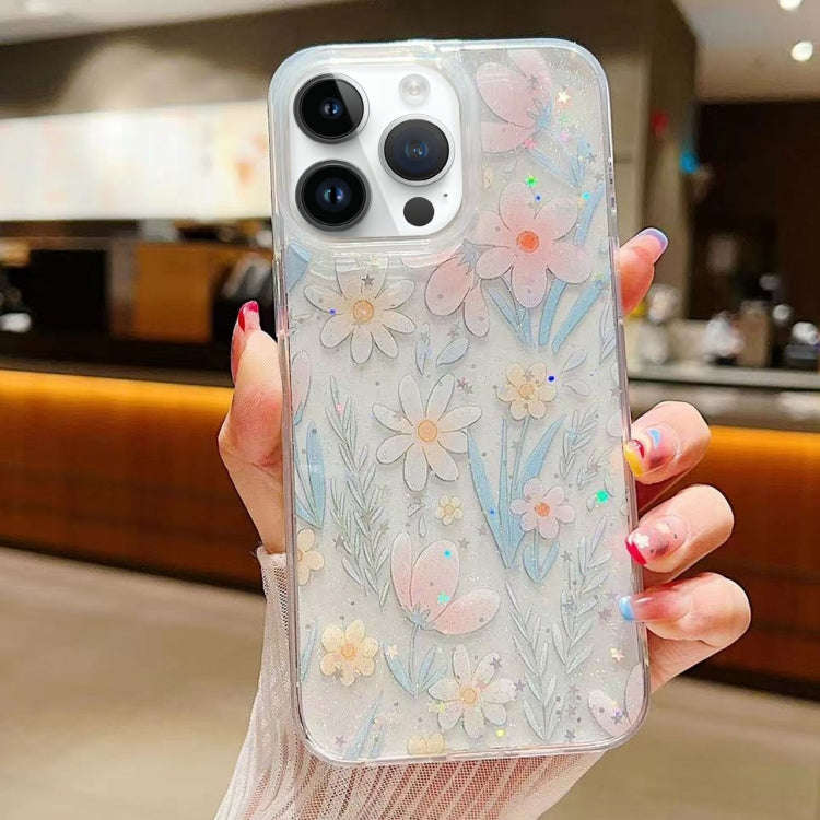 Fresh Small Floral Epoxy TPU Phone Case, For iPhone 16 Pro Max, For iPhone 16 Pro, For iPhone 16 ...