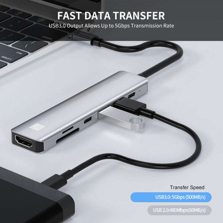 JUNSUNMAY 7 in 1 Type-C to 4K HDMI Docking Station Adapter PD Quick Charge Hub SD/TF Card Reader,...