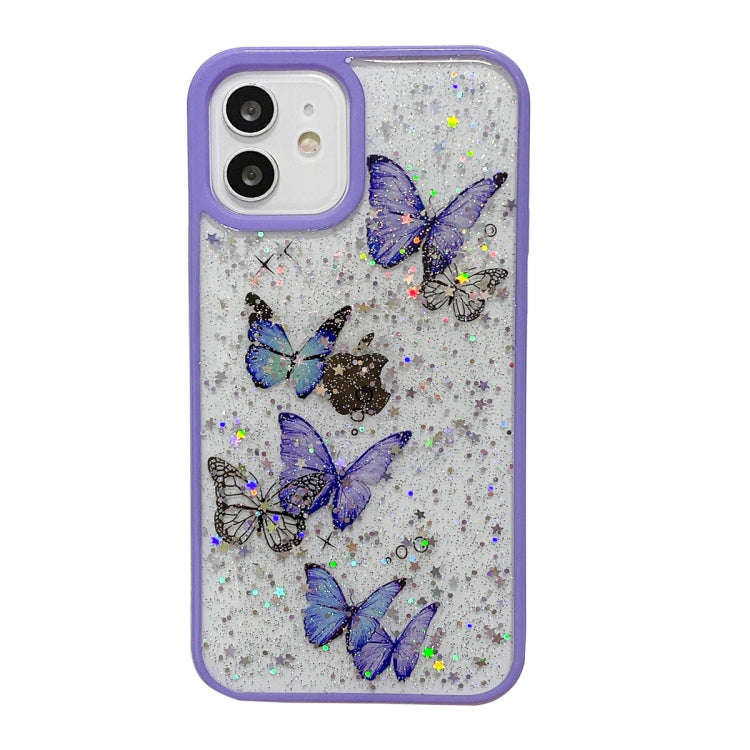 Color Butterfly Glitter Epoxy TPU Phone Case, For iPhone 14 Pro Max, For iPhone 14 Plus, For iPho...