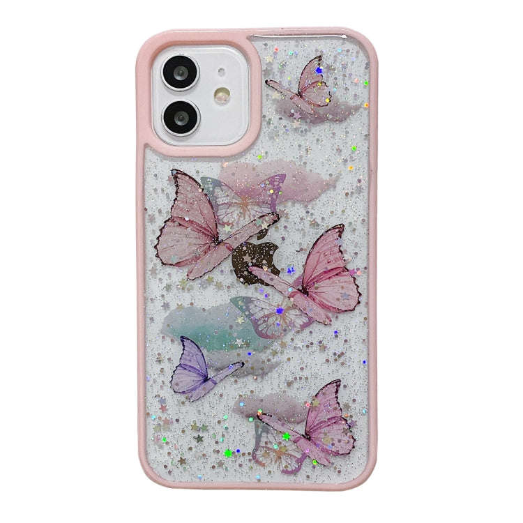 Color Butterfly Glitter Epoxy TPU Phone Case, For iPhone 14 Pro Max, For iPhone 14 Plus, For iPho...