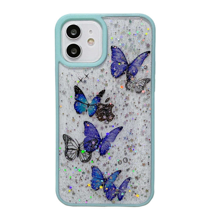 Color Butterfly Glitter Epoxy TPU Phone Case, For iPhone 14 Pro Max, For iPhone 14 Plus, For iPho...