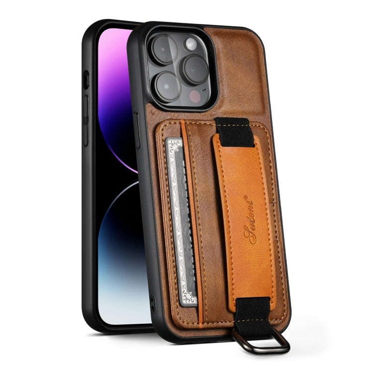 Suteni H13 Card Wallet Wrist Strap Holder PU Phone Case, For iPhone 11 Pro, For iPhone 11, For iP...