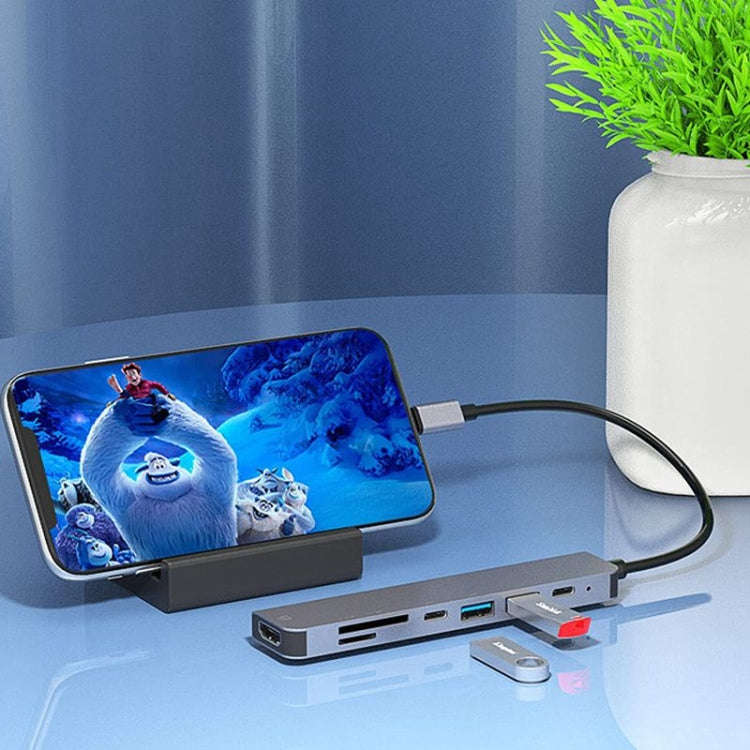 USB C Hub 7-in-1 USB C Multiport Adapter withHDMI 100W PD and SD/TF Card Reader