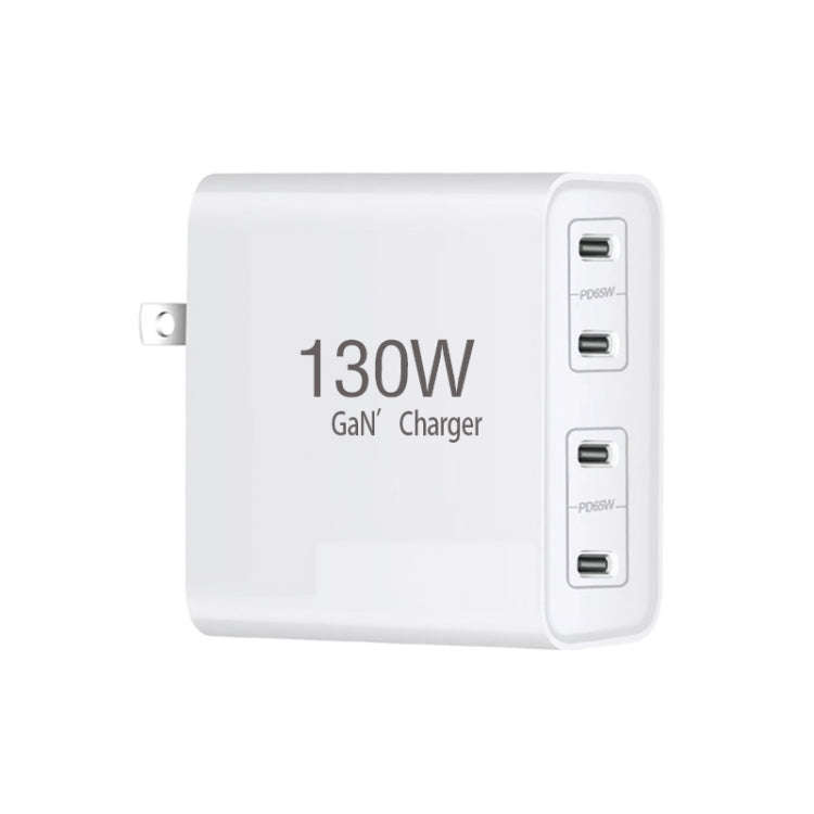GaN130W 4-Port USB-C PD65W / PD30W Multi Port Type-C Charger for Notebook Series, US Plug, EU / U...