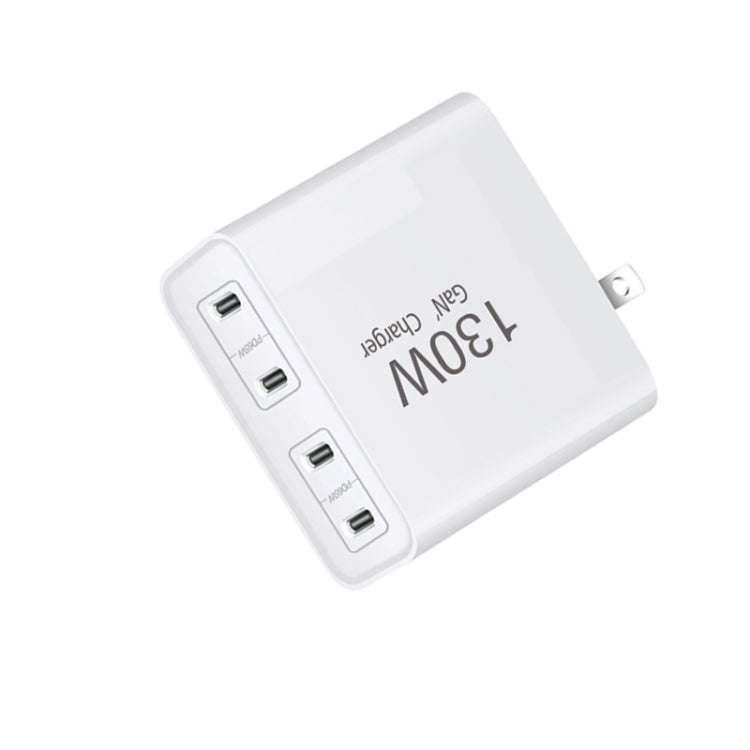 GaN130W 4-Port USB-C PD65W / PD30W Multi Port Type-C Charger for Notebook Series, US Plug, EU / U...