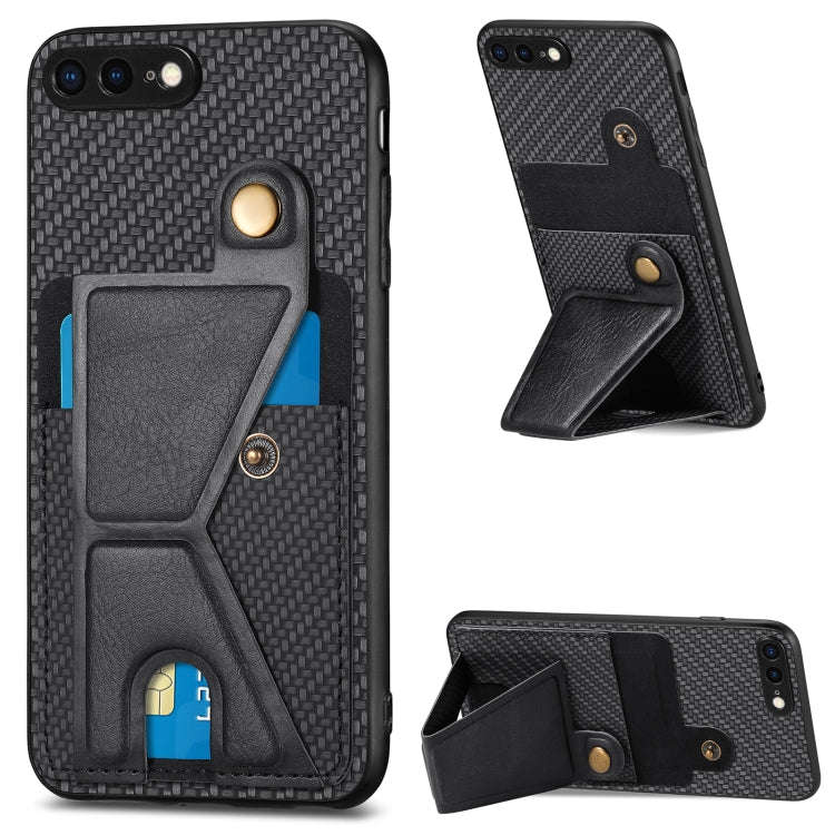 Carbon Fiber Wallet Flip Card K-shaped Holder Phone Case, For iPhone 6 / 6s, For iPhone 6 Plus / ...