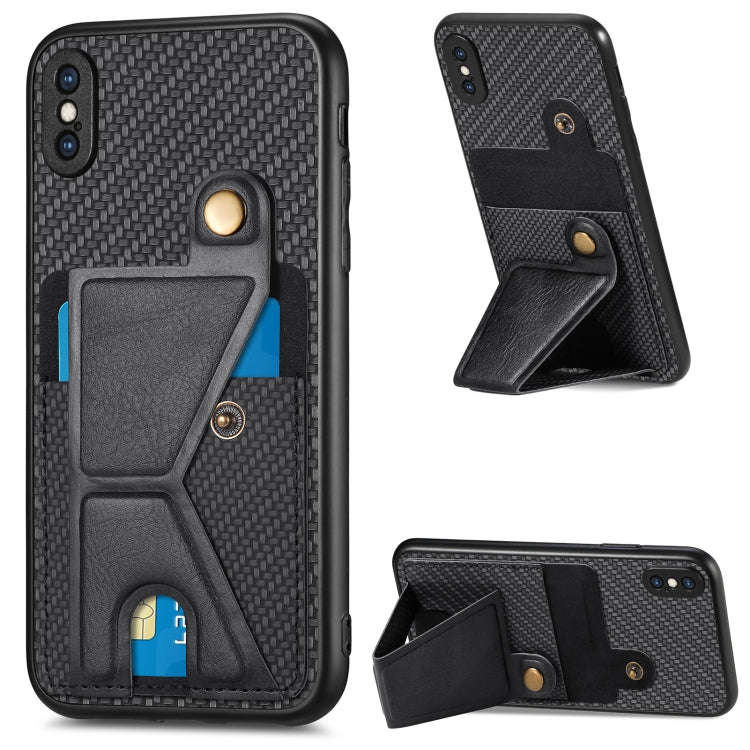 Carbon Fiber Wallet Flip Card K-shaped Holder Phone Case, For iPhone 6 / 6s, For iPhone 6 Plus / ...