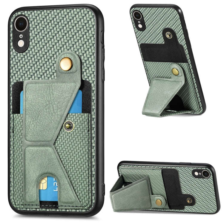 Carbon Fiber Wallet Flip Card K-shaped Holder Phone Case, For iPhone 6 / 6s, For iPhone 6 Plus / ...