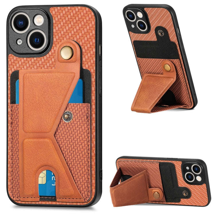 Carbon Fiber Wallet Flip Card K-shaped Holder Phone Case, For iPhone 11 Pro Max, For iPhone 12 mi...