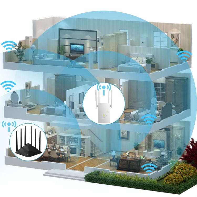 U6 5Ghz Wireless WiFi Repeater 1200Mbps Router Wifi Booster 2.4G Long Range Extender, US Plug, EU...