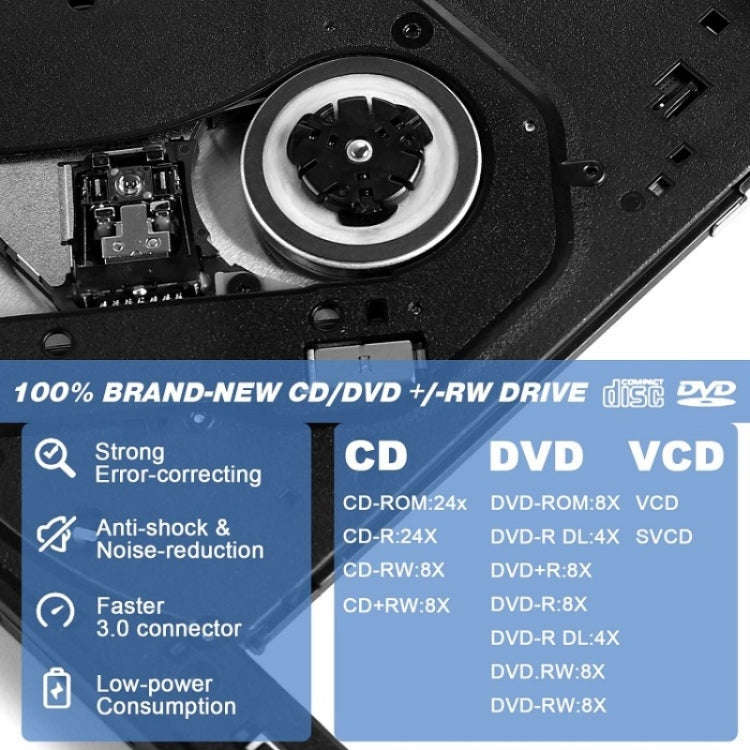 BT638 Notebook Desktop External USB 3.0 Portable CD Player CD-RW Optical Drive Burner, BT638