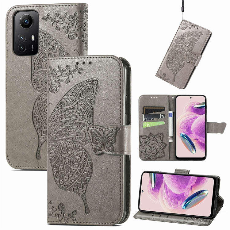 Butterfly Love Flower Embossed Leather Phone Case, For Xiaomi Redmi Note 12S
