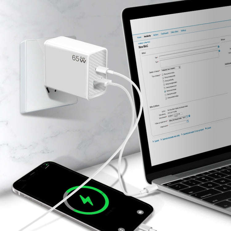GaN PD48W Type-C PD3.0 + USB3.0 Notebook Adapter for MacBook Series EU Plug, EU Plug