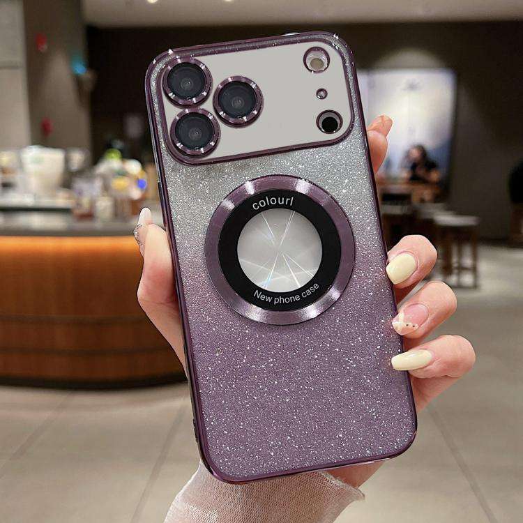 Gradient Glitter Electroplating MagSafe TPU Phone Case, For iPhone 17e / 16e, For iPhone 17 Pro M...