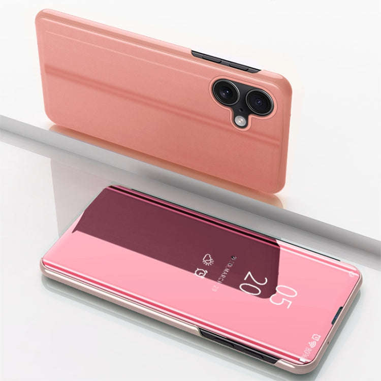 Plated Mirror Horizontal Flip Leather Phone Case with Holder, For iPhone 16 Pro, For iPhone 16 Pl...