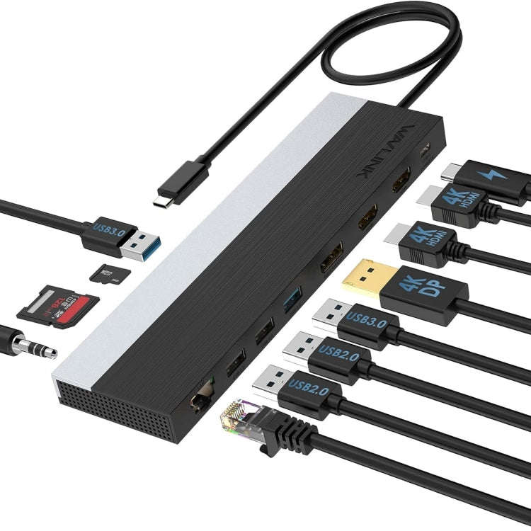 Wavlink UMD08 DisplayPort 12 in 1 Type-C Triple Display Docking Station, UMD08
