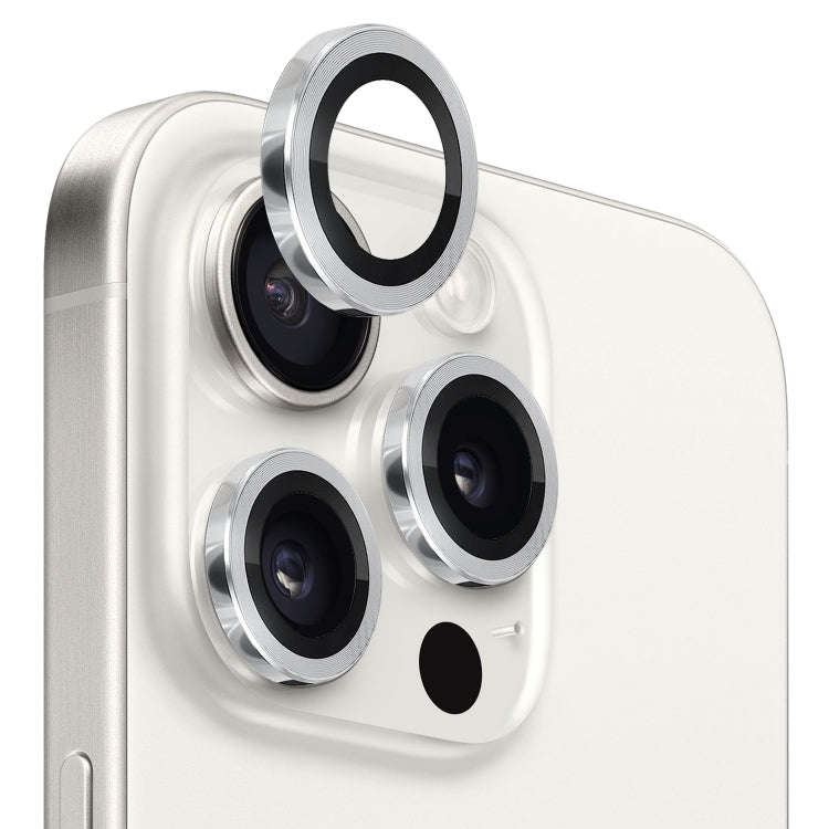 NORTHJO Camera Lens Protector Tempered Glass CD Vein Metal Ring Film, For iPhone 15 Pro / 15 Pro Max