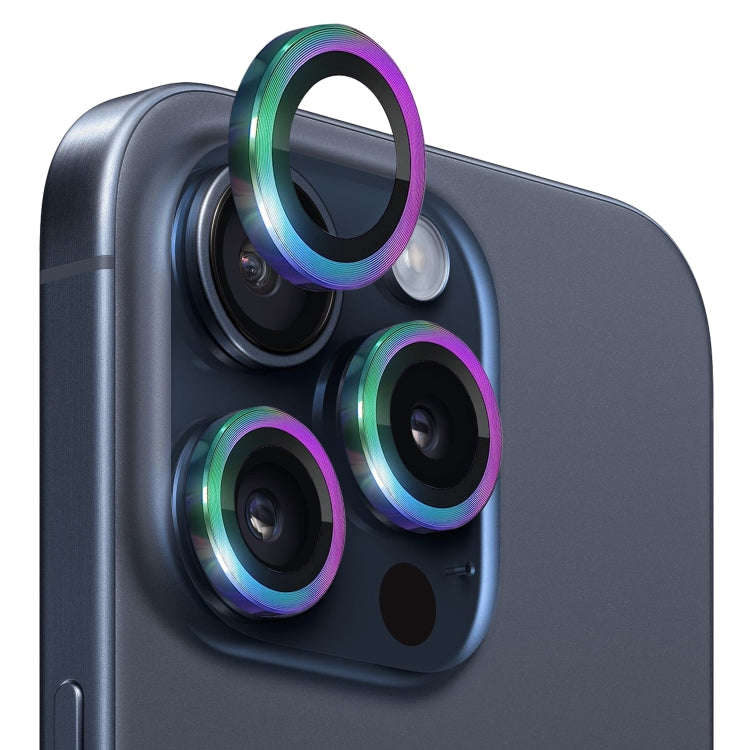 NORTHJO Camera Lens Protector Tempered Glass CD Vein Metal Ring Film, For iPhone 15 Pro / 15 Pro Max