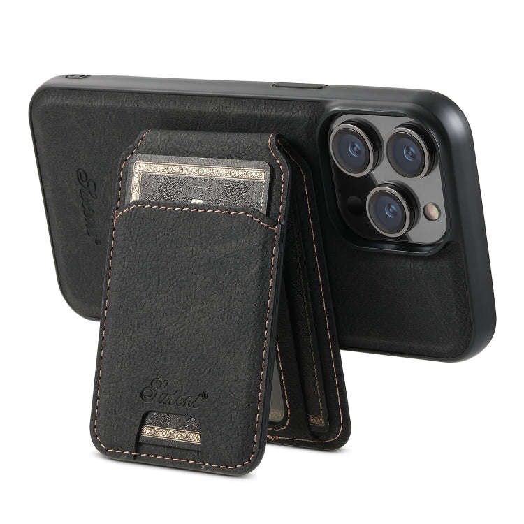 Suteni H16 Litchi Texture Leather Detachable Wallet Back Phone Case, For iPhone 12 Pro, For iPhon...