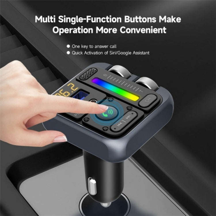 MT04 Car Bluetooth Adapter Type-C + USB Car Charger FM Transmitter HiFi Music MP3 Player, MT04