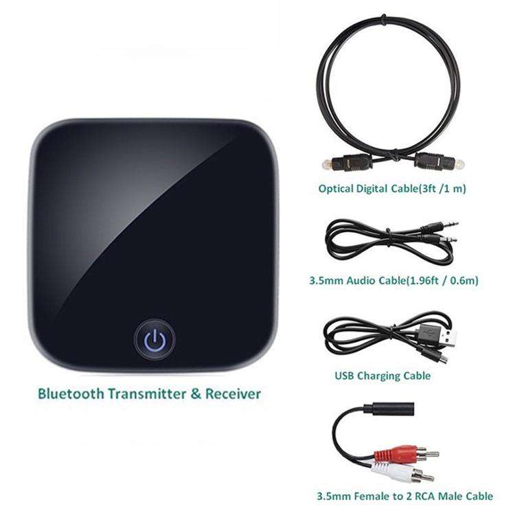 2 in 1 Fiber Optic Bluetooth 5.0 Audio Receiver/Transmitter, black